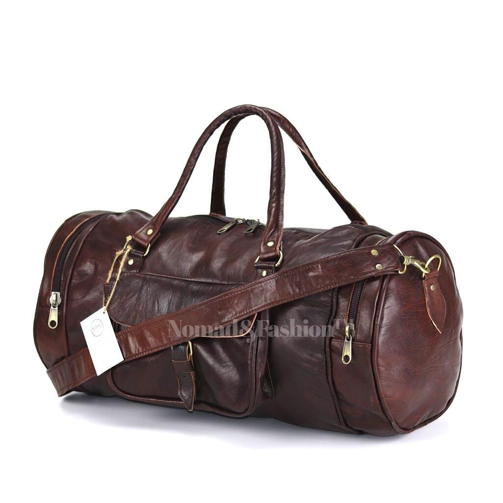 Duffle Bag Carry On Travel Weekender Overnight Bag with Leather Shoulder Strap - Brooklyn Leather goods