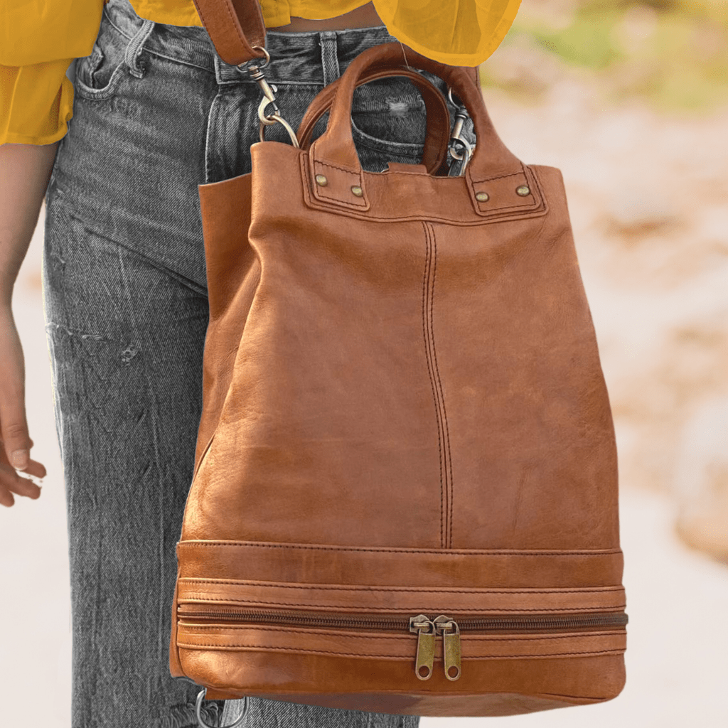Handmade Leather Bucket Bag-Safari collection - Brooklyn Leather goods