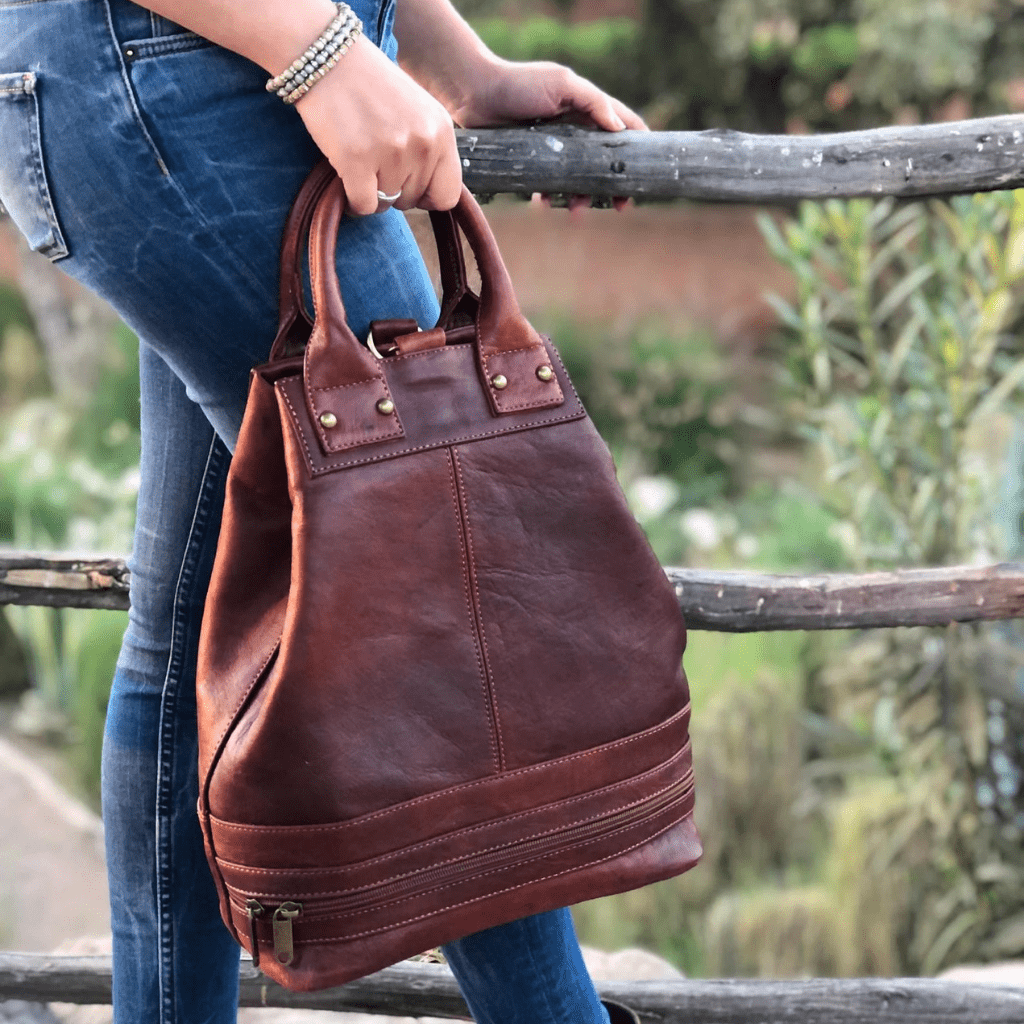 Handmade Leather Bucket Bag-Safari collection - Brooklyn Leather goods