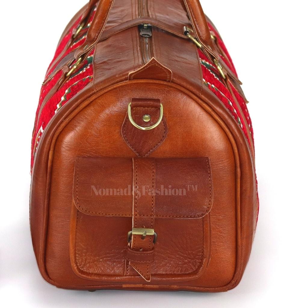 Kilim Travel Bag Unisex Bag Genuine Leather Duffle Large Carry On Travel Weekender Overnight Carryall Bag - Brooklyn Leather goods