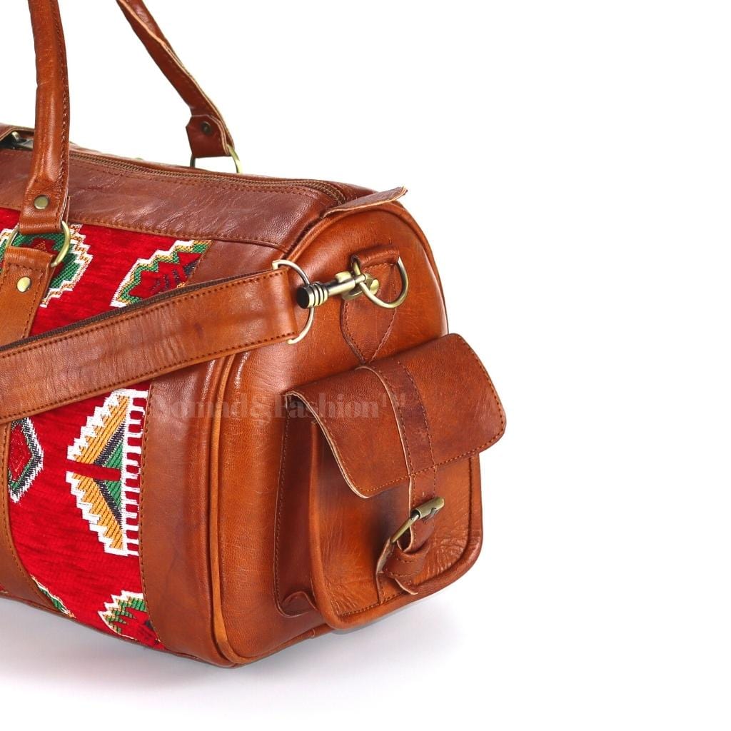 Kilim Travel Bag Unisex Bag Genuine Leather Duffle Large Carry On Travel Weekender Overnight Carryall Bag - Brooklyn Leather goods