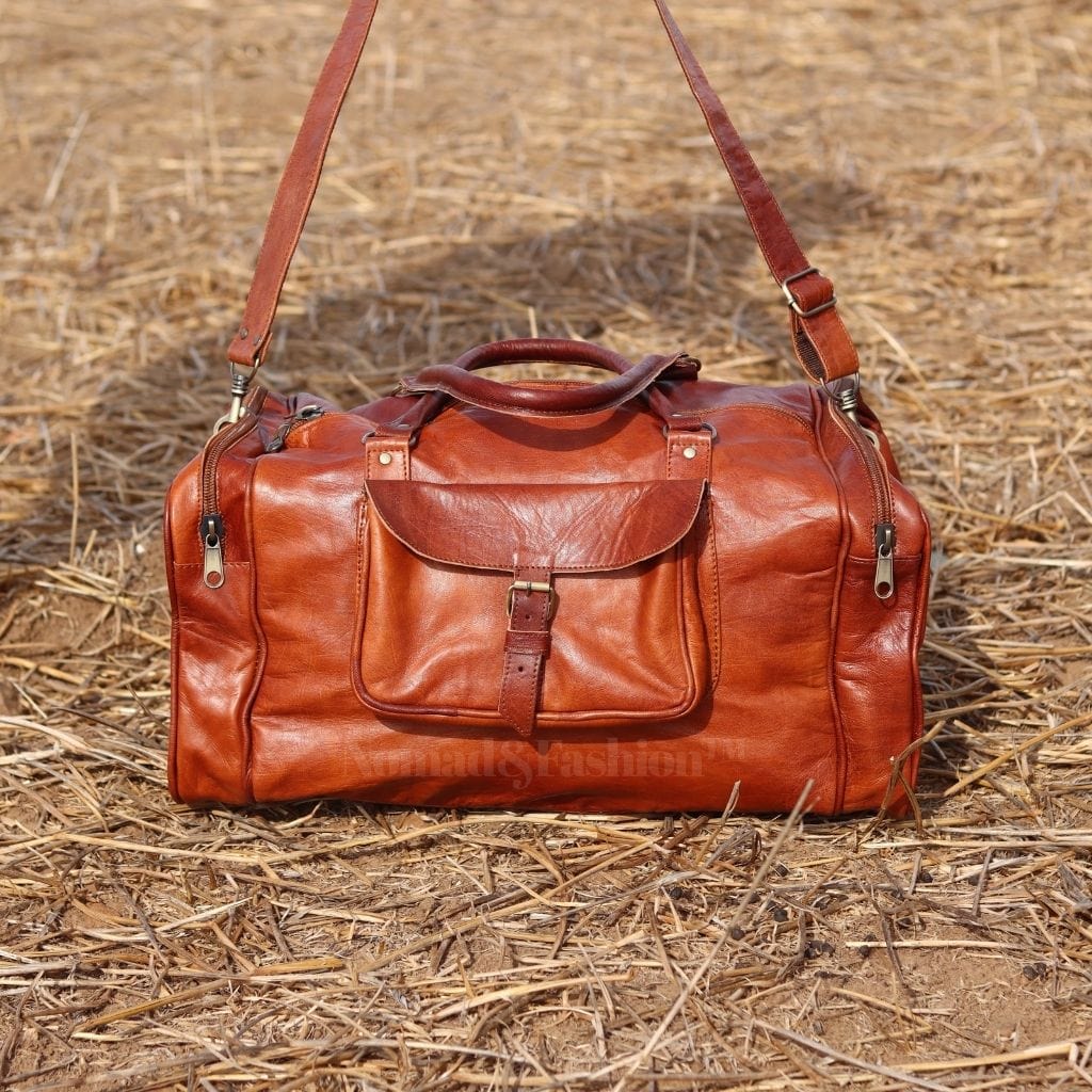 Leather Duffle Bag Travel Carry-on Luggage overnight Gym weekender bag - Brooklyn Leather goods