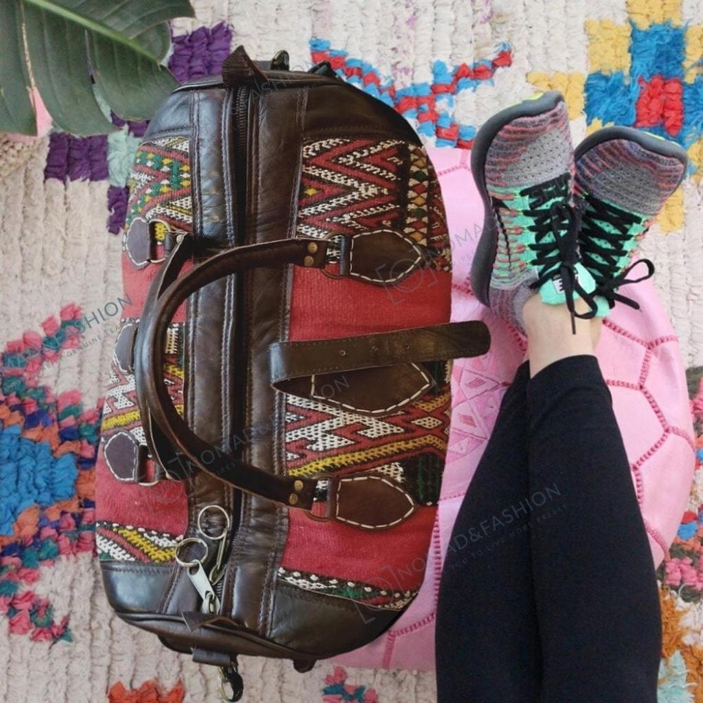 Leather Kilim Travel Bag Brown - FREE SHIPPING OFFER - Brooklyn Leather goods
