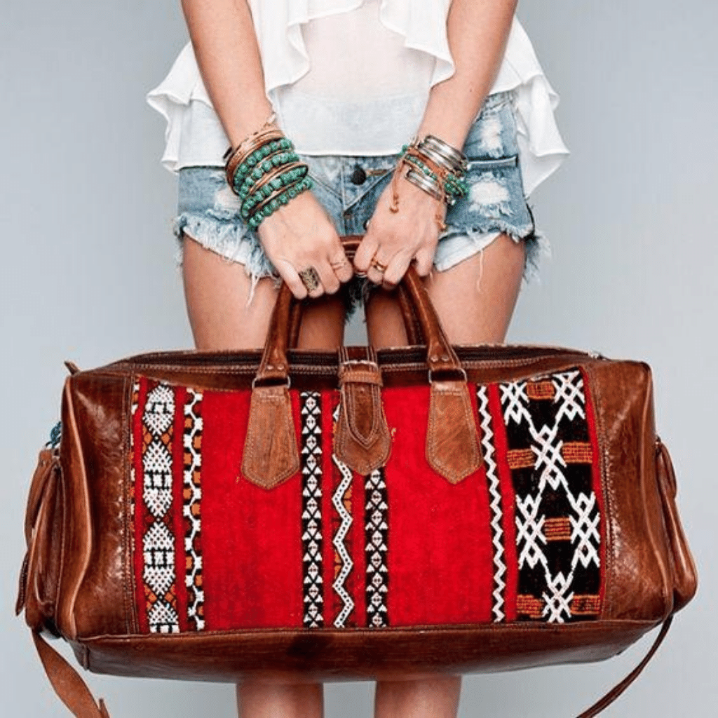 Leather Kilim Travel Bag Brown - FREE SHIPPING OFFER - Brooklyn Leather goods