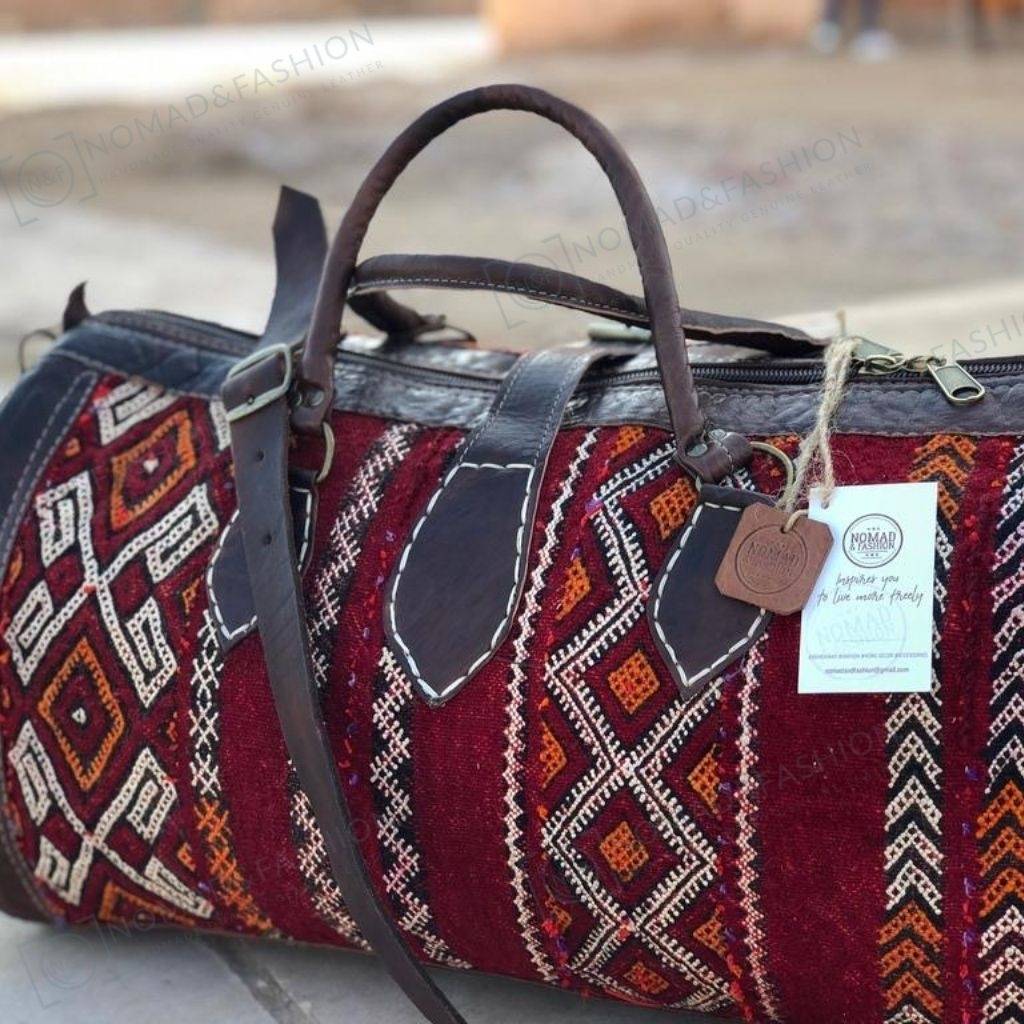 Leather Kilim Travel Bag Brown - FREE SHIPPING OFFER - Brooklyn Leather goods
