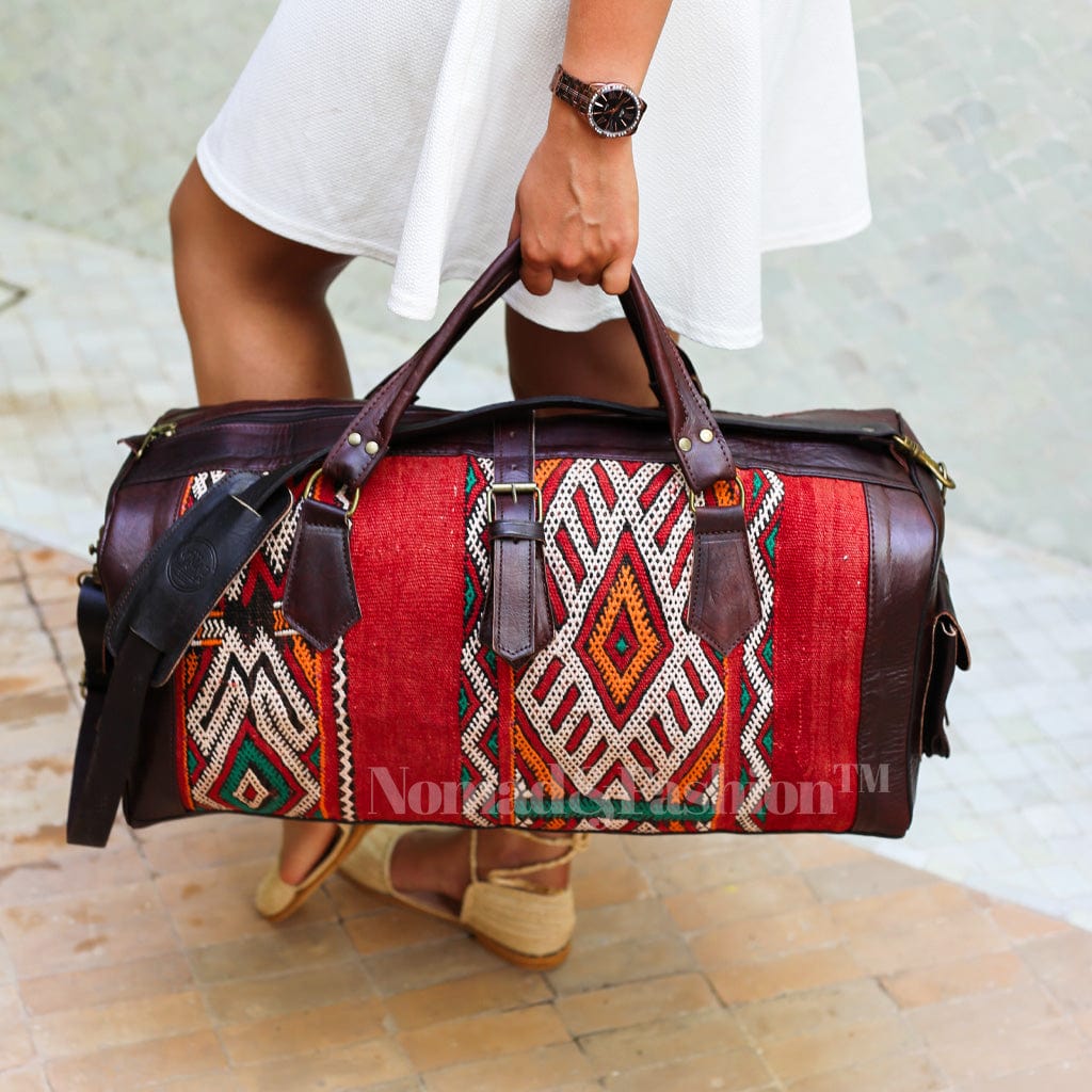 Leather Kilim Travel Bag carry on duffel bag - Brooklyn Leather goods