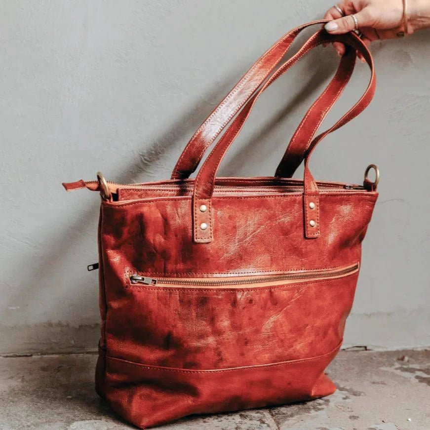 Mogador Leather Tote Shoulder Bag – Premium Handmade Carryall with Crossbody Strap - Brooklyn Leather goods