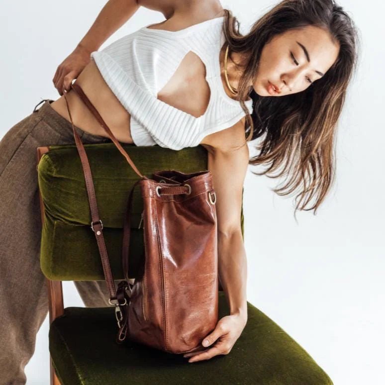 Sahara Bucket Bag 3-in-1 Multifunctional Leather Crossbody & Backpack - Brooklyn Leather goods