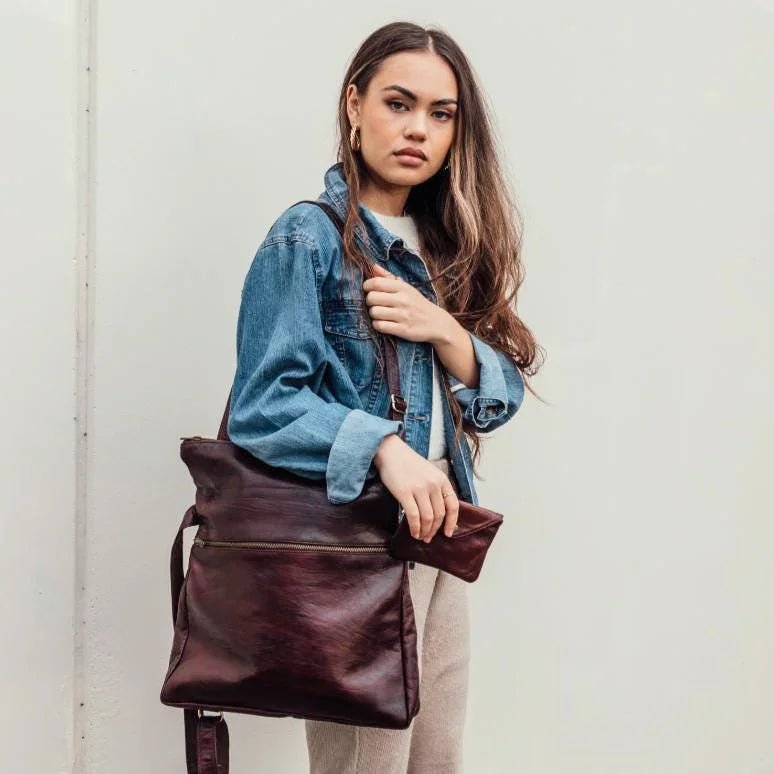 Sahara Nomad Tote Backpack – Handmade Vegetable-Tanned Leather Convertible Bag, Limited Edition - Brooklyn Leather goods