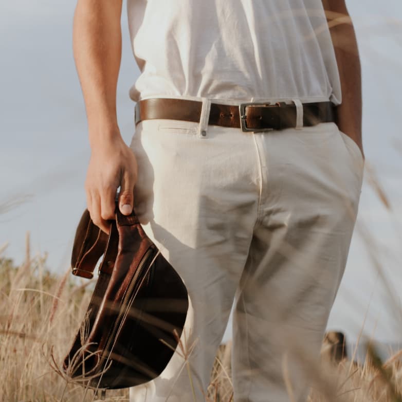 Safi Beach Slim Crossbody Bag Soft Leather Unisex Travel Sling