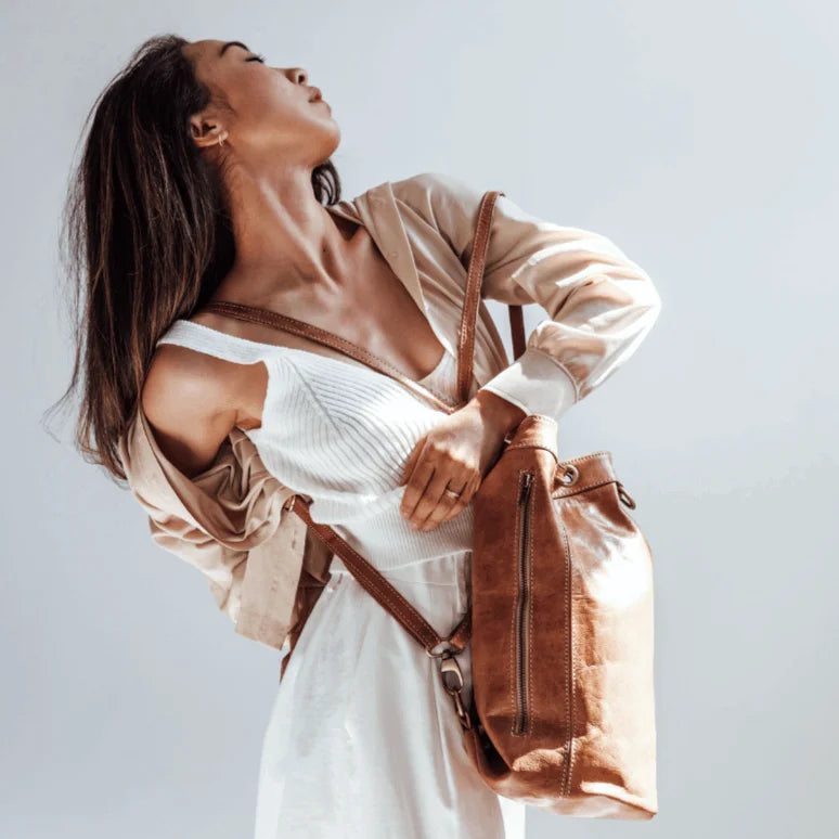 Atlas Ridge Leather Bucket Bag – Convertible Crossbody Backpack