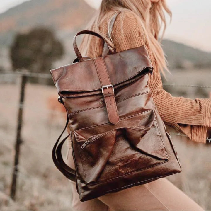 Nomad Trekker  Unisex Leather Backpack – Premium Handmade Travel &amp; Work Backpack