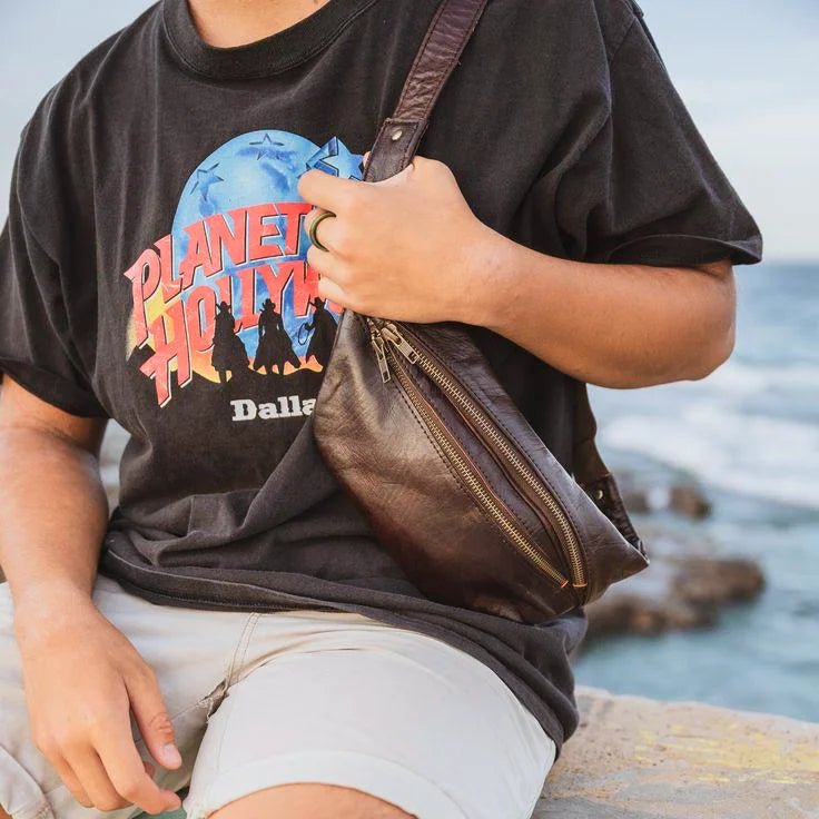 Atlas Heritage Unisex Leather Fanny Pack &amp; Large Crossbody Bag