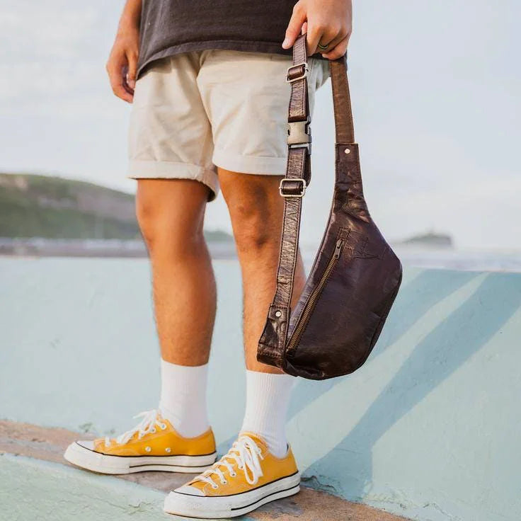 Atlas Heritage Unisex Leather Fanny Pack &amp; Large Crossbody Bag