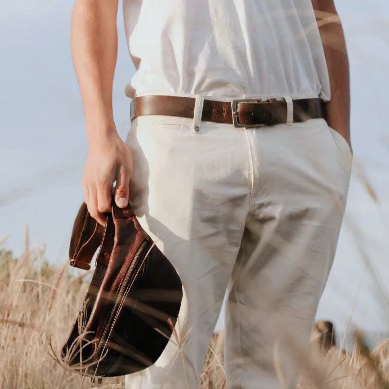 Atlas Heritage Unisex Leather Fanny Pack &amp; Large Crossbody Bag