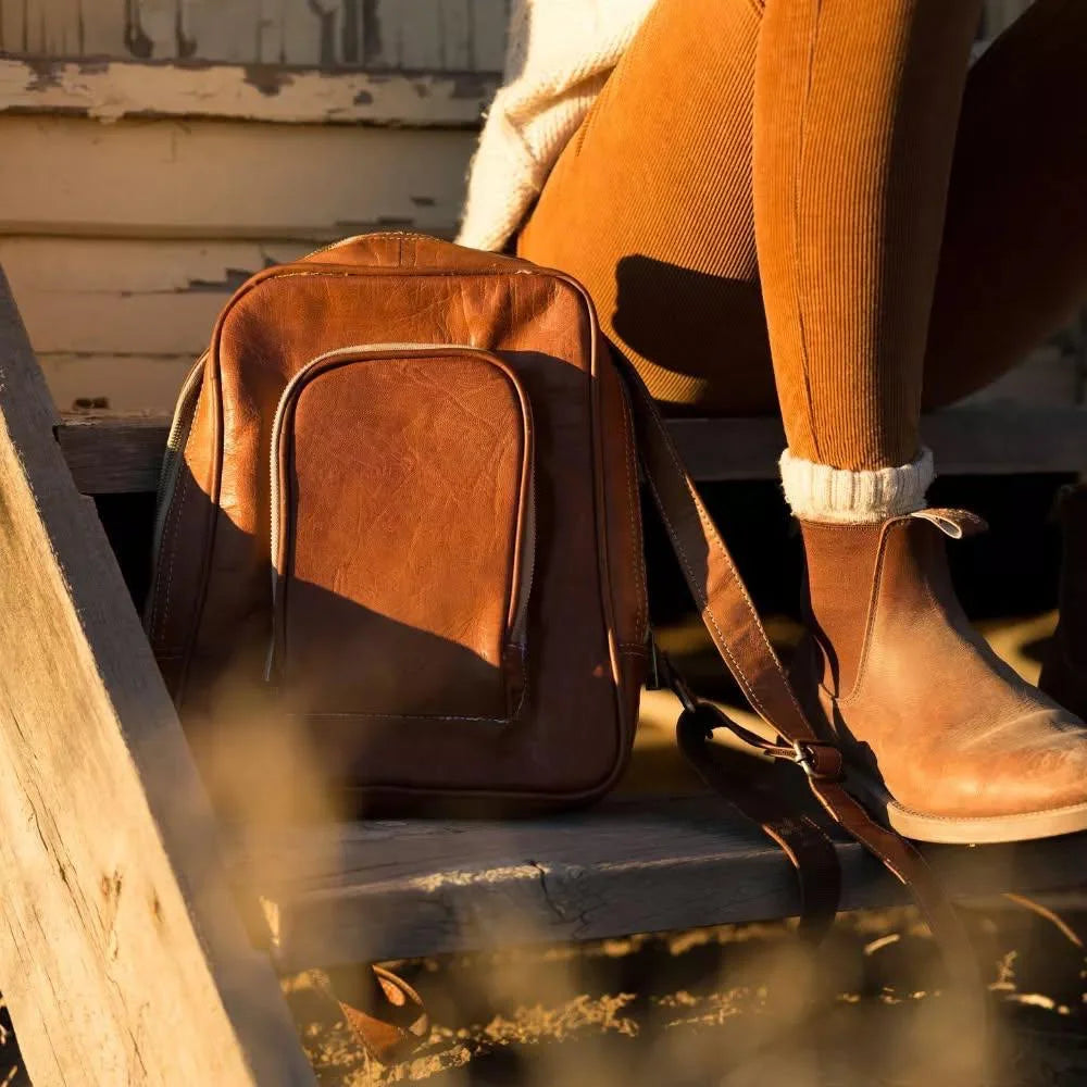 Atlas Nomadic Medium Leather Backpack for Women – Handmade Convertible Laptop Bag
