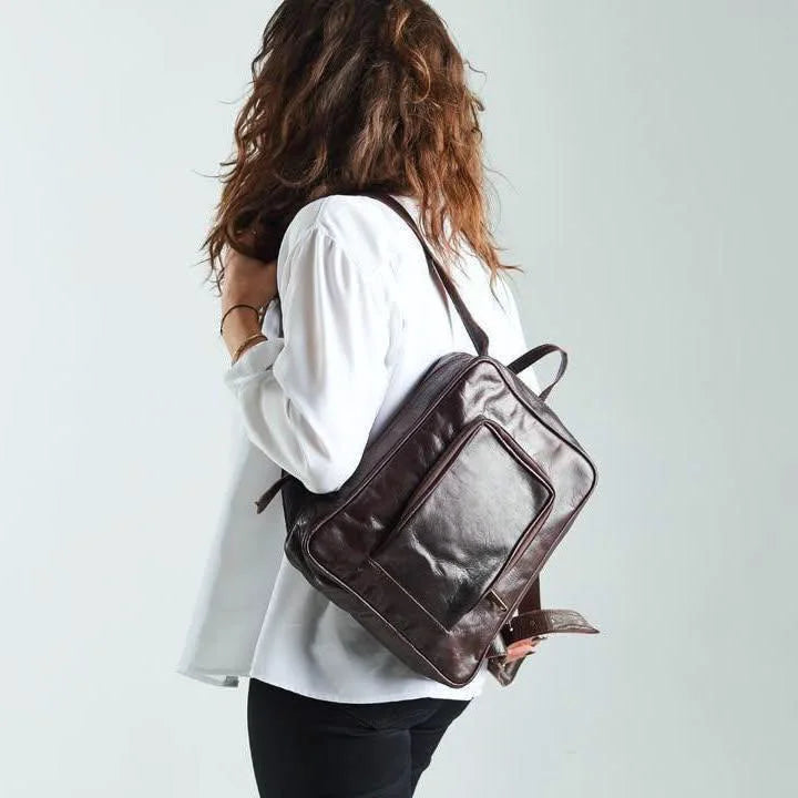 Atlas Nomadic Medium Leather Backpack for Women – Handmade Convertible Laptop Bag