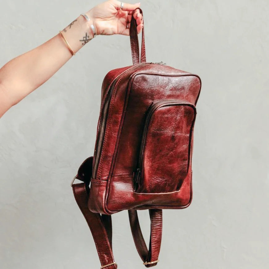 Atlas Nomadic Medium Leather Backpack for Women – Handmade Convertible Laptop Bag
