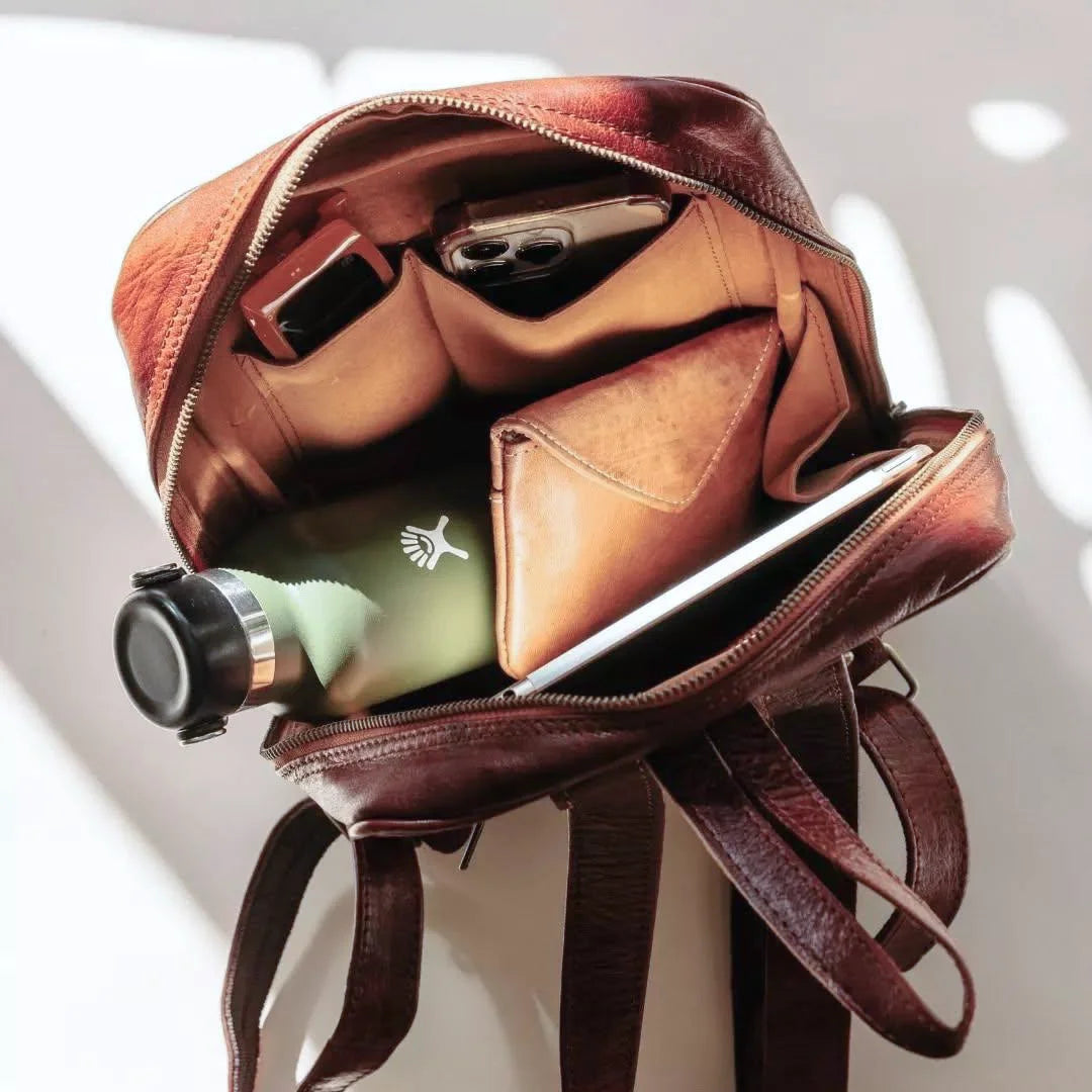 Atlas Nomadic Medium Leather Backpack for Women – Handmade Convertible Laptop Bag