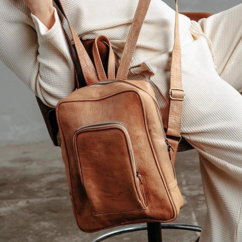 Atlas Nomadic Medium Leather Backpack for Women – Handmade Convertible Laptop Bag