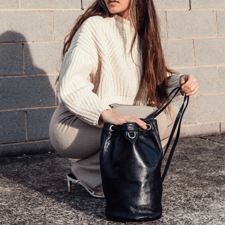 Atlas Ridge Leather Bucket Bag – Convertible Crossbody Backpack