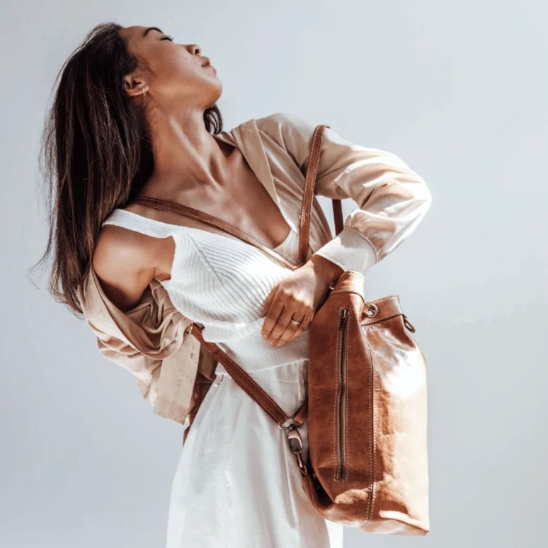 Atlas Ridge Leather Bucket Bag – Convertible Crossbody Backpack - Brooklyn Leather goods