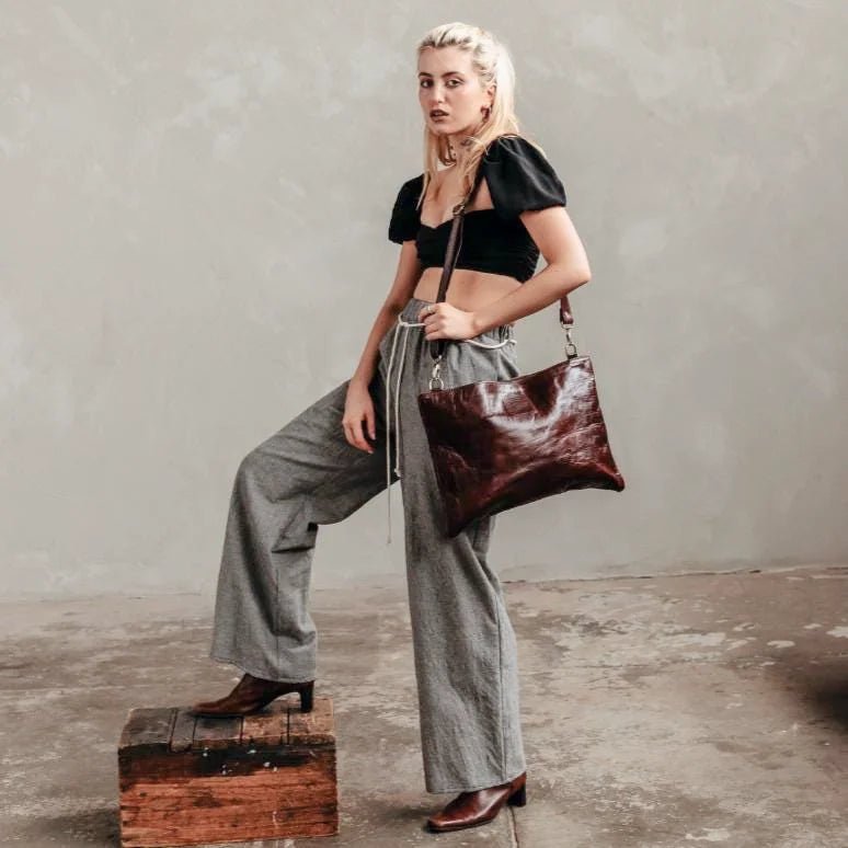 Canyon Gypsy Oversized Leather Clutch – Handmade Minimalist Design - Brooklyn Leather goods