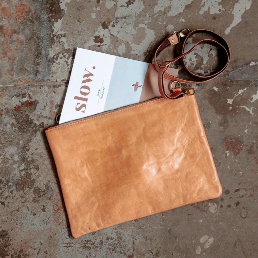 Canyon Gypsy Oversized Leather Clutch – Handmade Minimalist Design