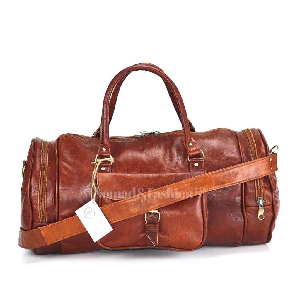 Duffle Bag Carry On Travel Weekender Overnight Bag with Leather Shoulder Strap - Brooklyn Leather goods
