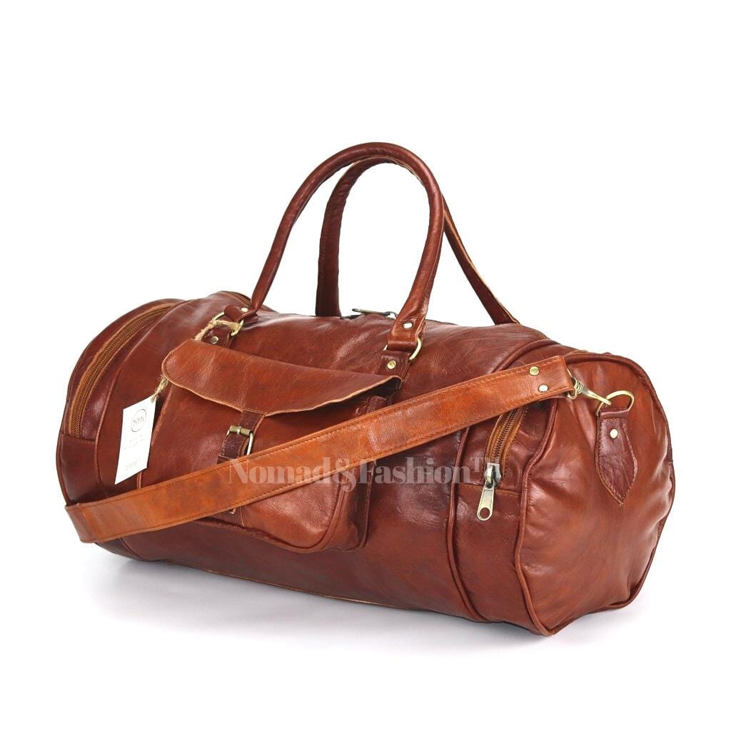 Duffle Bag Carry On Travel Weekender Overnight Bag with Leather Shoulder Strap - Brooklyn Leather goods