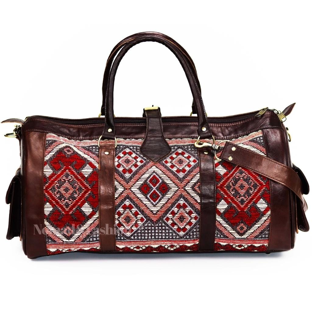 Genuine Leather Duffle Kilim Bag Large Carry On Travel Weekender - Brooklyn Leather goods