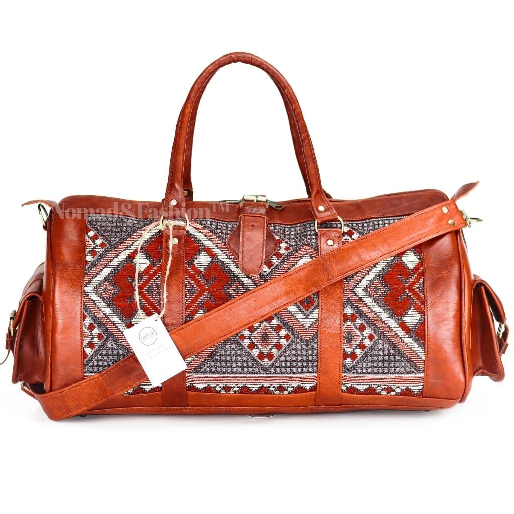 Genuine Leather Duffle Kilim Bag Large Carry On Travel Weekender - Brooklyn Leather goods