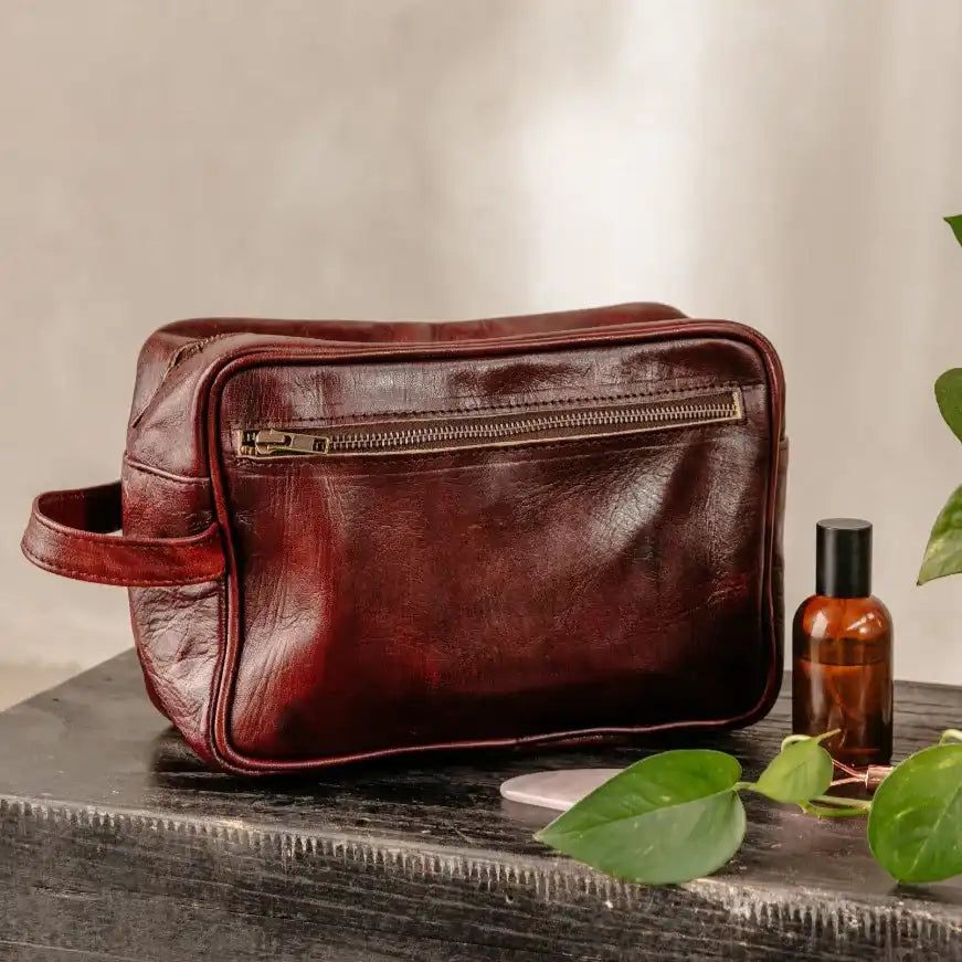 Nomadic Dopp Leather Toiletry Bag – Full-Size Travel Kit – Waterproof Lined sof Bag