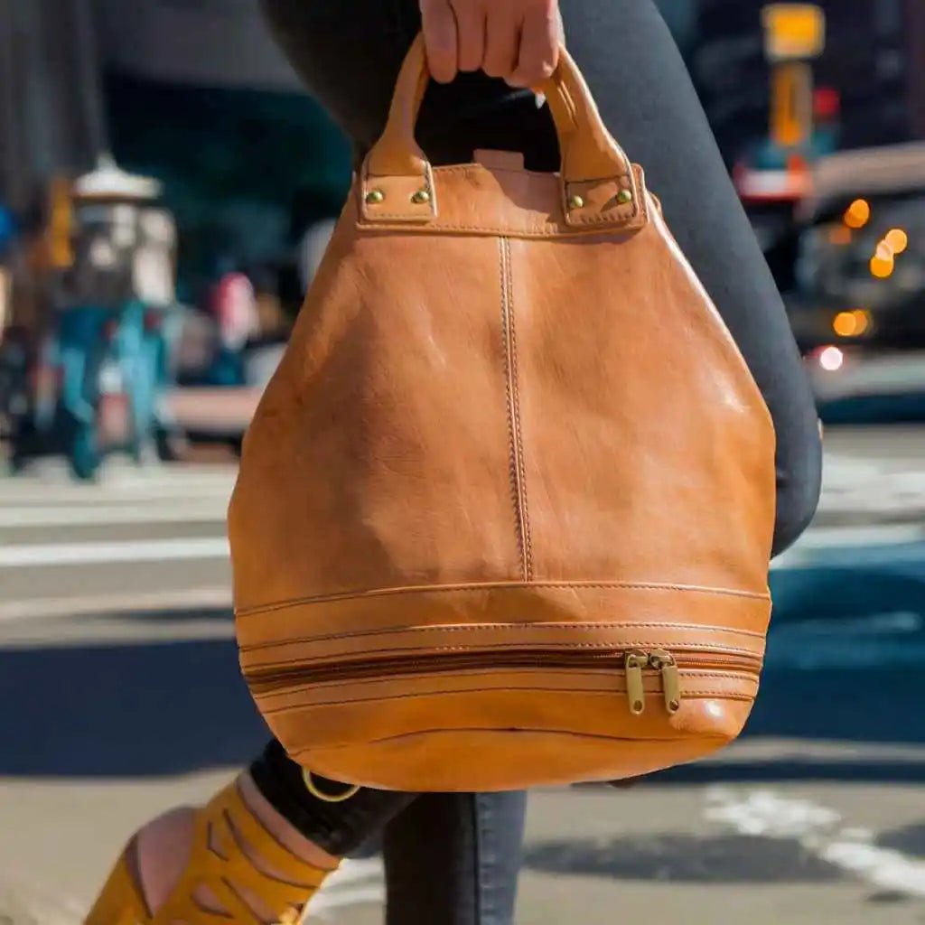 Handmade Leather Bucket Bag-Safari collection - Brooklyn Leather goods