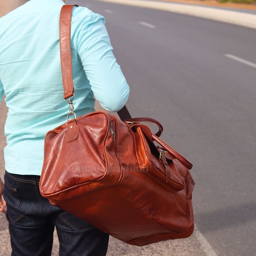 Leather Duffle Bag Travel Carry-on Luggage overnight Gym weekender bag - Brooklyn Leather goods