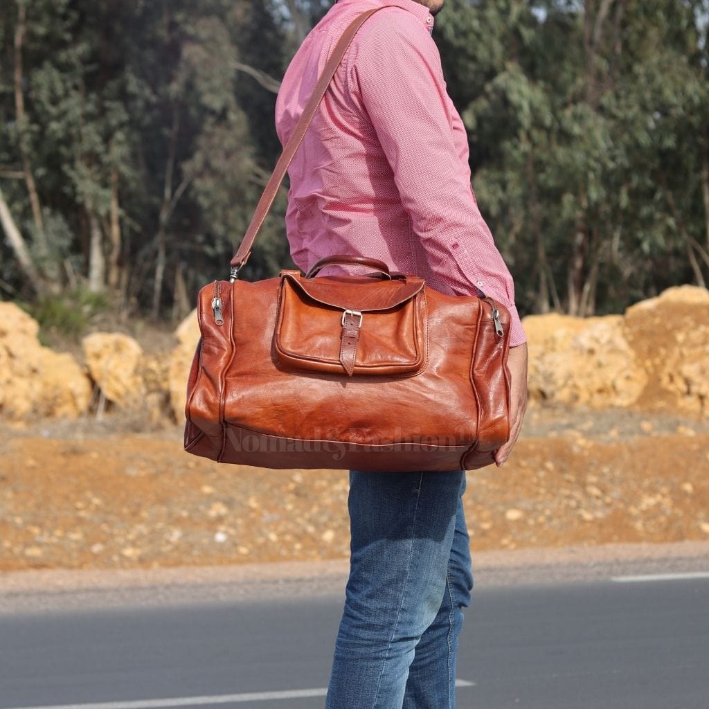 Leather Duffle Bag Travel Carry-on Luggage overnight Gym weekender bag - Brooklyn Leather goods