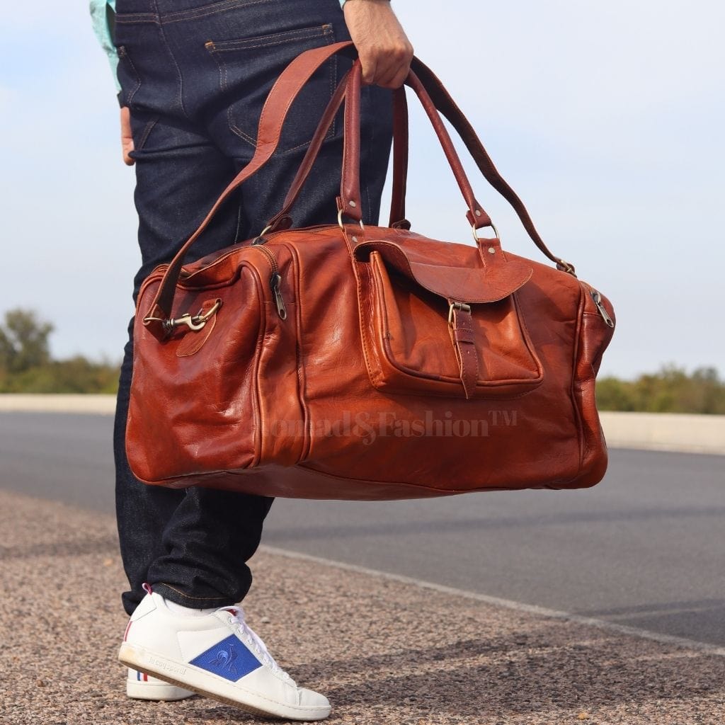 Leather Duffle Bag Travel Carry-on Luggage overnight Gym weekender bag - Brooklyn Leather goods