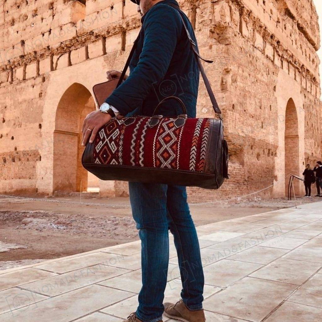 Leather Kilim Travel Bag Brown - FREE SHIPPING OFFER - Brooklyn Leather goods