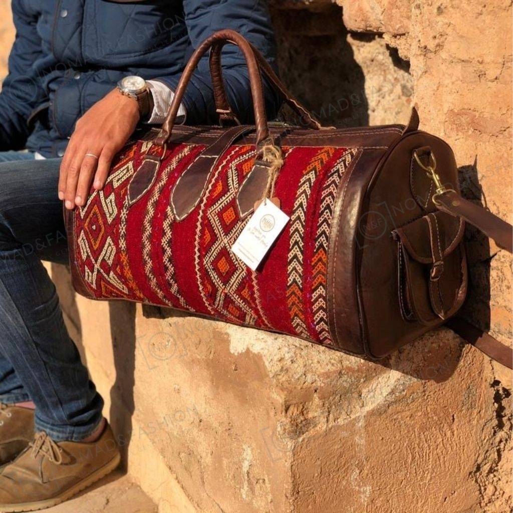 Leather Kilim Travel Bag Brown - FREE SHIPPING OFFER - Brooklyn Leather goods