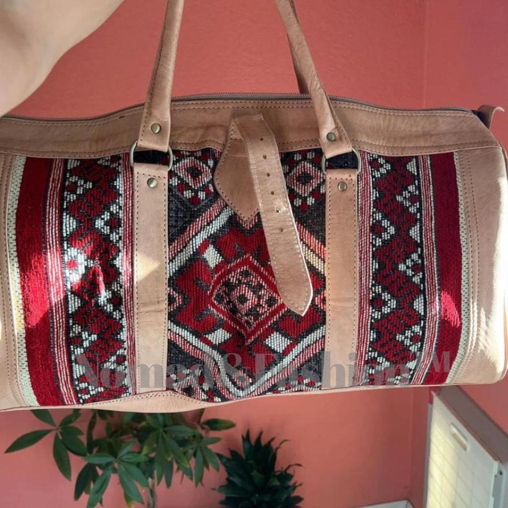 Leather Kilim Travel Bag carry on duffel bag - Brooklyn Leather goods