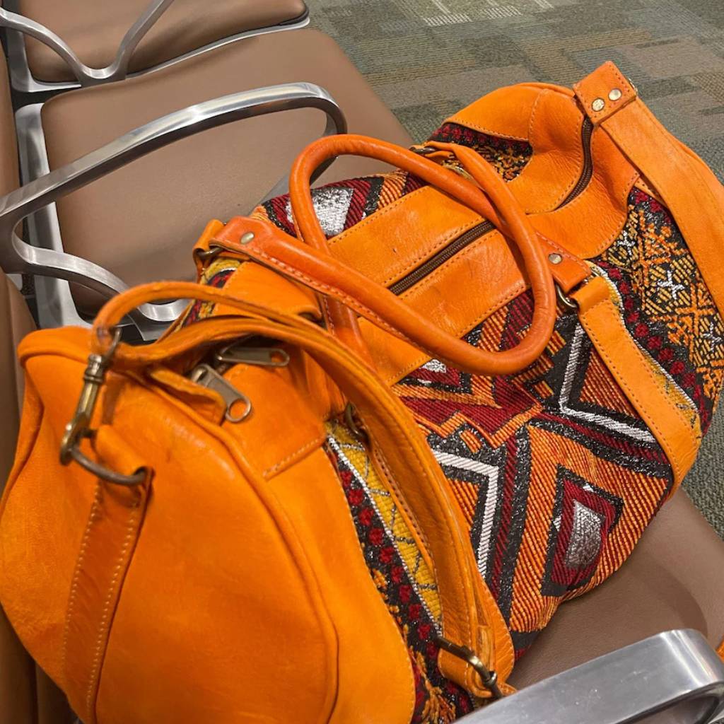 Leather Kilim Travel Bag carry on duffel bag - Brooklyn Leather goods