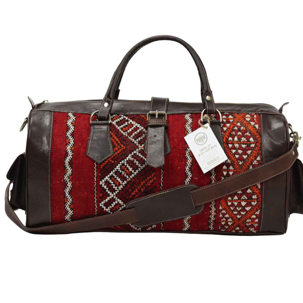 Leather Kilim Travel Bag carry on duffel bag - Brooklyn Leather goods