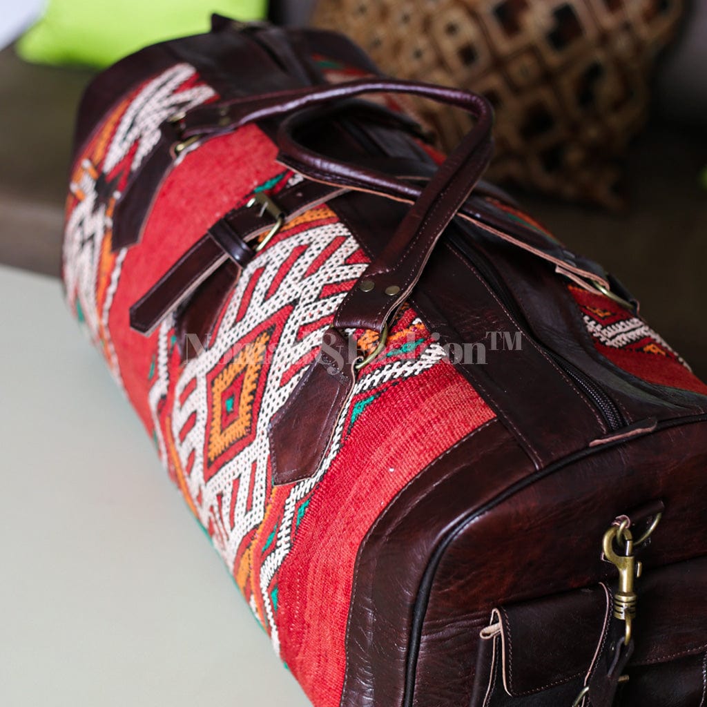 Leather Kilim Travel Bag carry on duffel bag - Brooklyn Leather goods