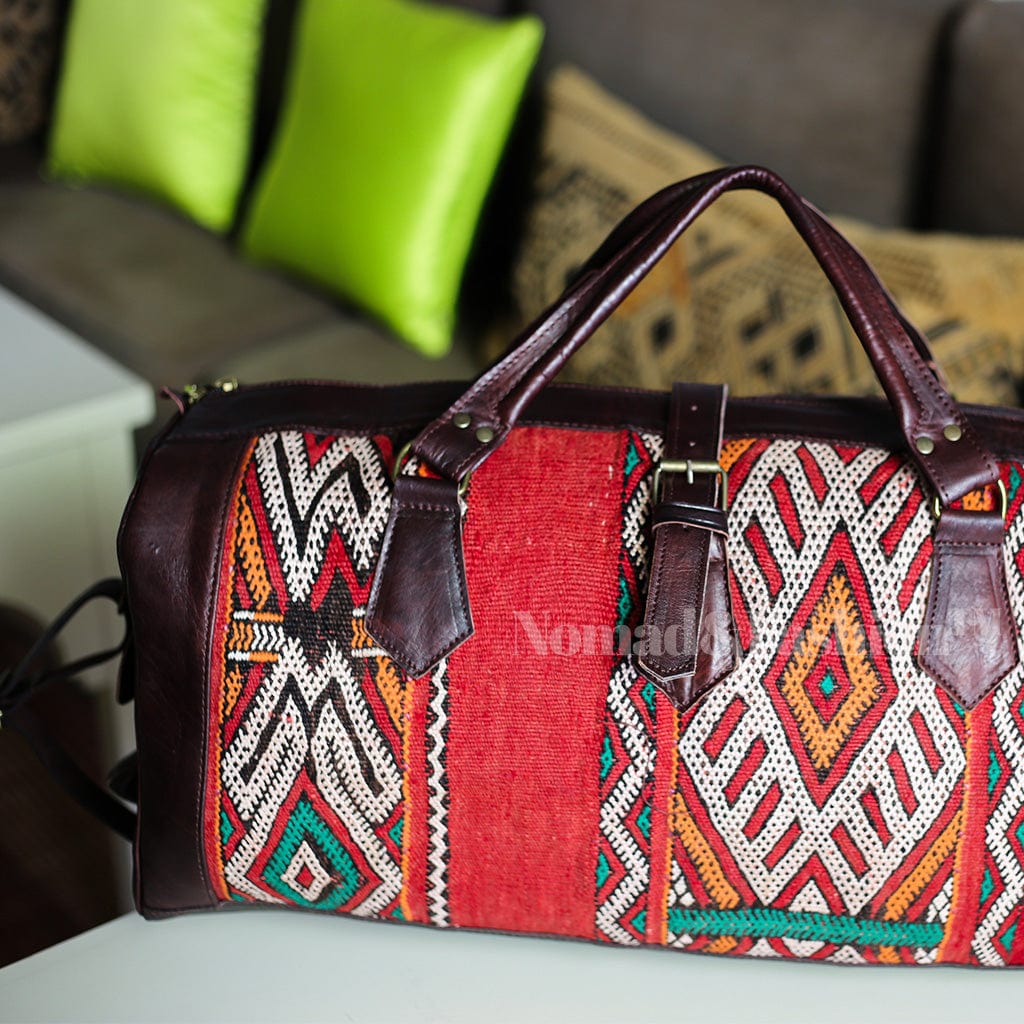 Leather Kilim Travel Bag carry on duffel bag - Brooklyn Leather goods