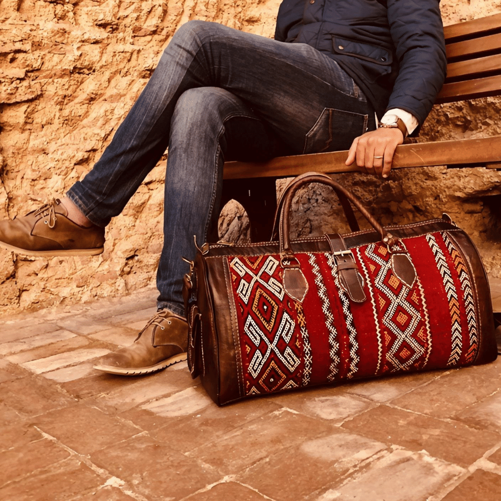 Leather Kilim Travel Bag carry on duffel bag - Brooklyn Leather goods