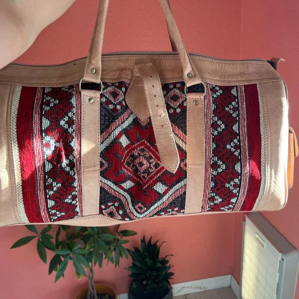 Marrakech Voyager Premium Leather Kilim Travel Bag - Brooklyn Leather goods