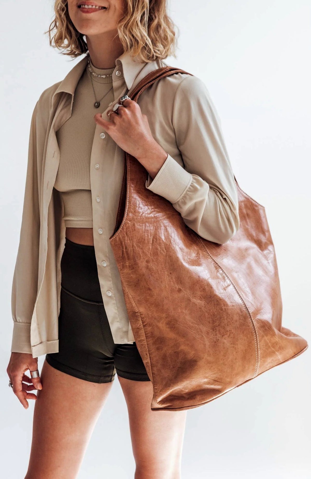 Moga Slouch Soft Slouchy Oversized Leather Tote Bag Everyday Leather Tote Bag - Brooklyn Leather goods