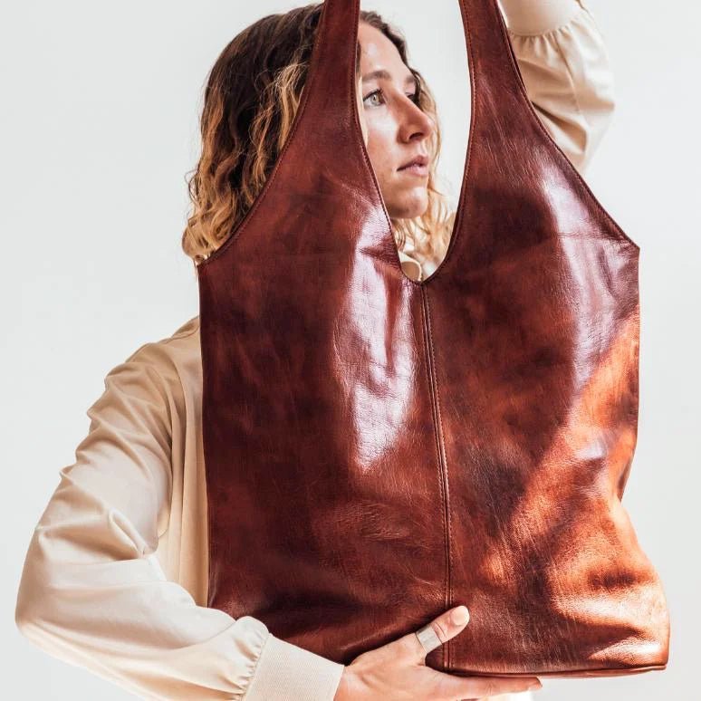 Moga Slouch Soft Slouchy Oversized Leather Tote Bag Everyday Leather Tote Bag - Brooklyn Leather goods