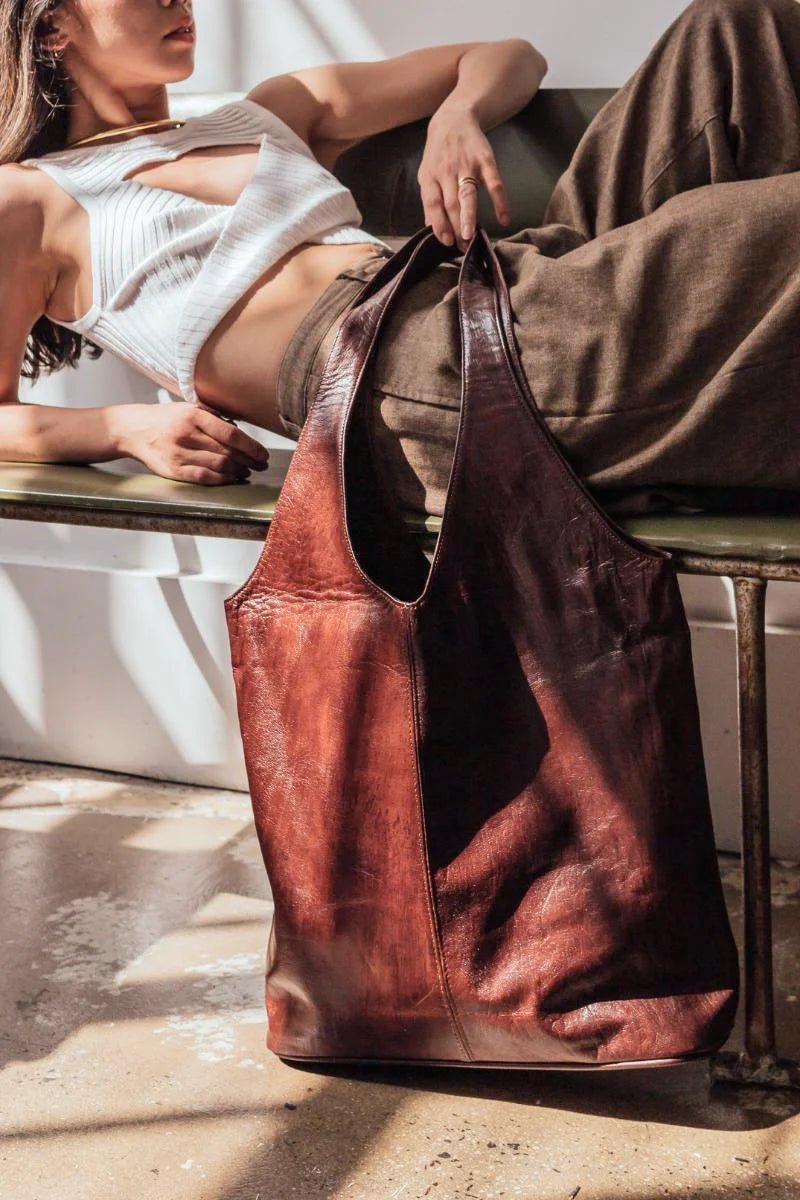 Moga Slouch Soft Slouchy Oversized Leather Tote Bag Everyday Leather Tote Bag - Brooklyn Leather goods