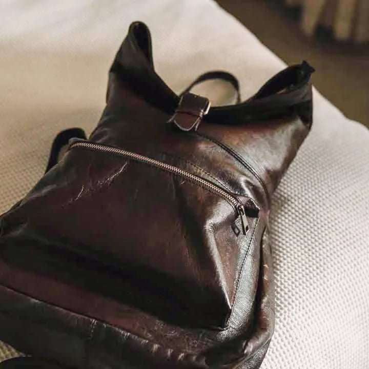 Nomad Trekker Leather Backpack Medium– Personalized Roll-Top Travel & Laptop Bag, Unisex - Brooklyn Leather goods